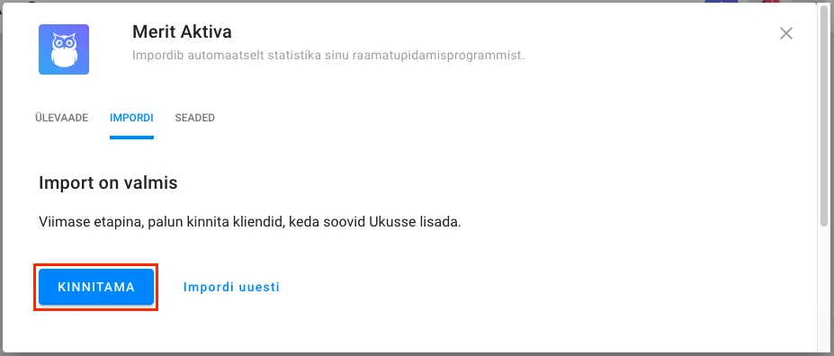 Importimise kinnitamise nupp