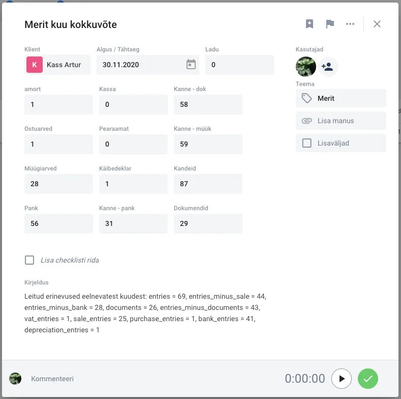 Imporditud kannete arvu ülevaade ülesandes